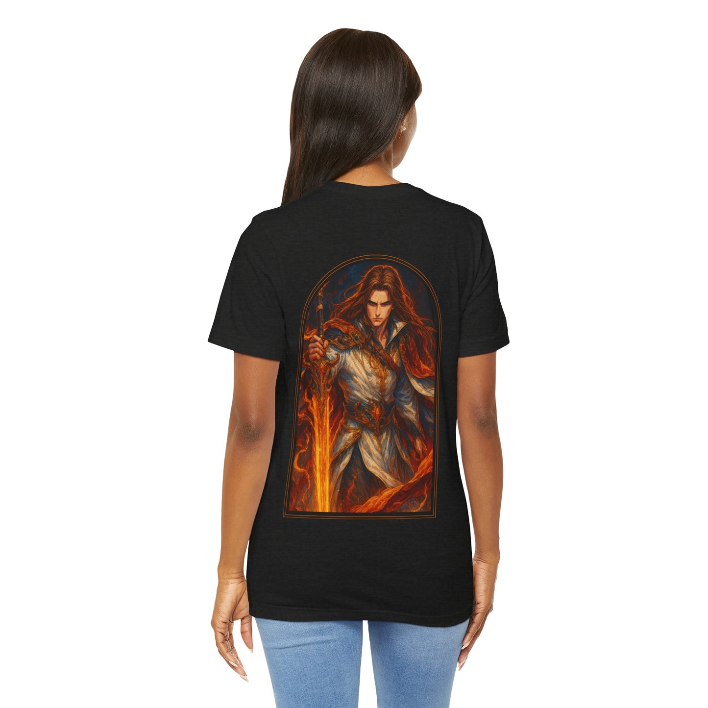 Aesthetic Chaos, Anime style, man with large sword, Unisex Jersey Short Sleeve Tee