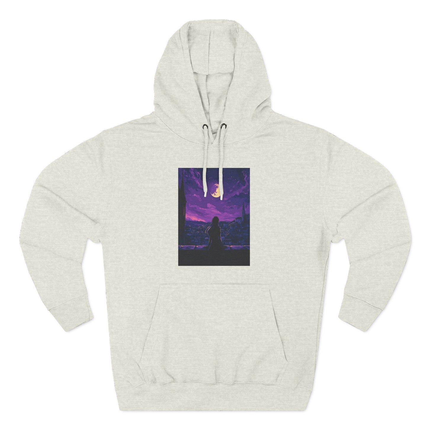 Anime Theme Purple Moonlight Three-Panel Fleece Hoodie