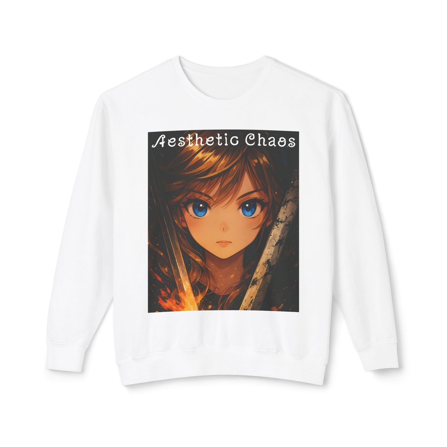 Aesthetic Chaos, Anime woman, Unisex Lightweight Crewneck Sweatshirt