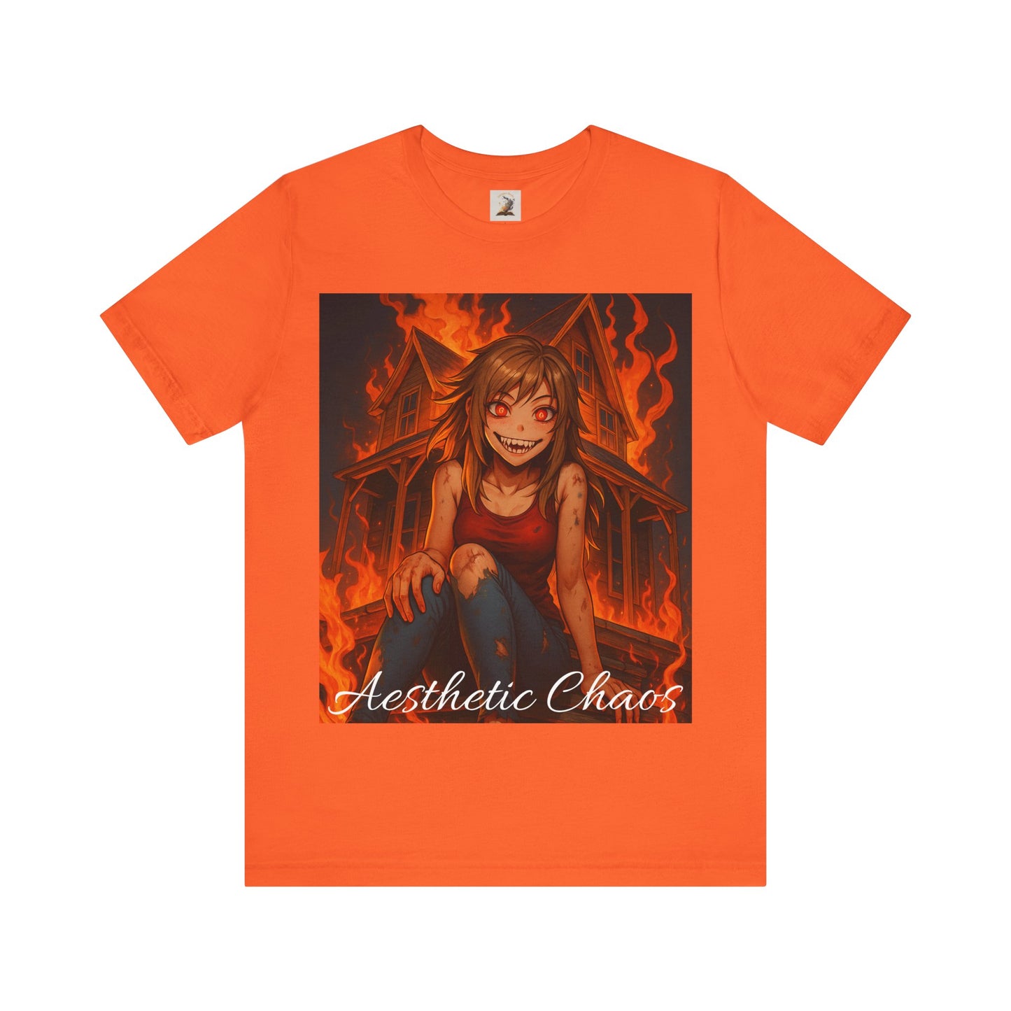 Aesthetic Chaos, insane girl, burning house down, anime style Unisex Jersey Short Sleeve Tee