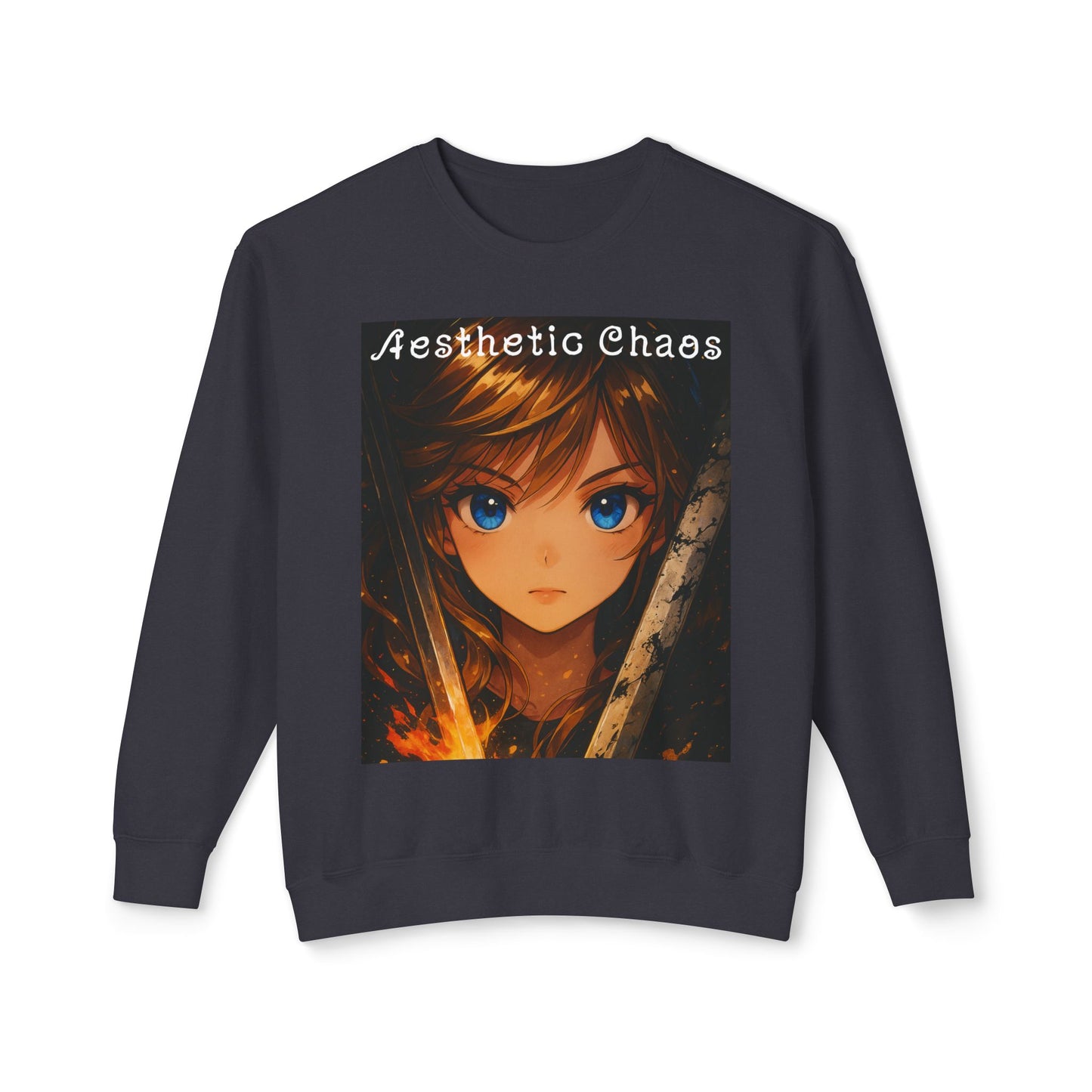 Aesthetic Chaos, Anime woman, Unisex Lightweight Crewneck Sweatshirt