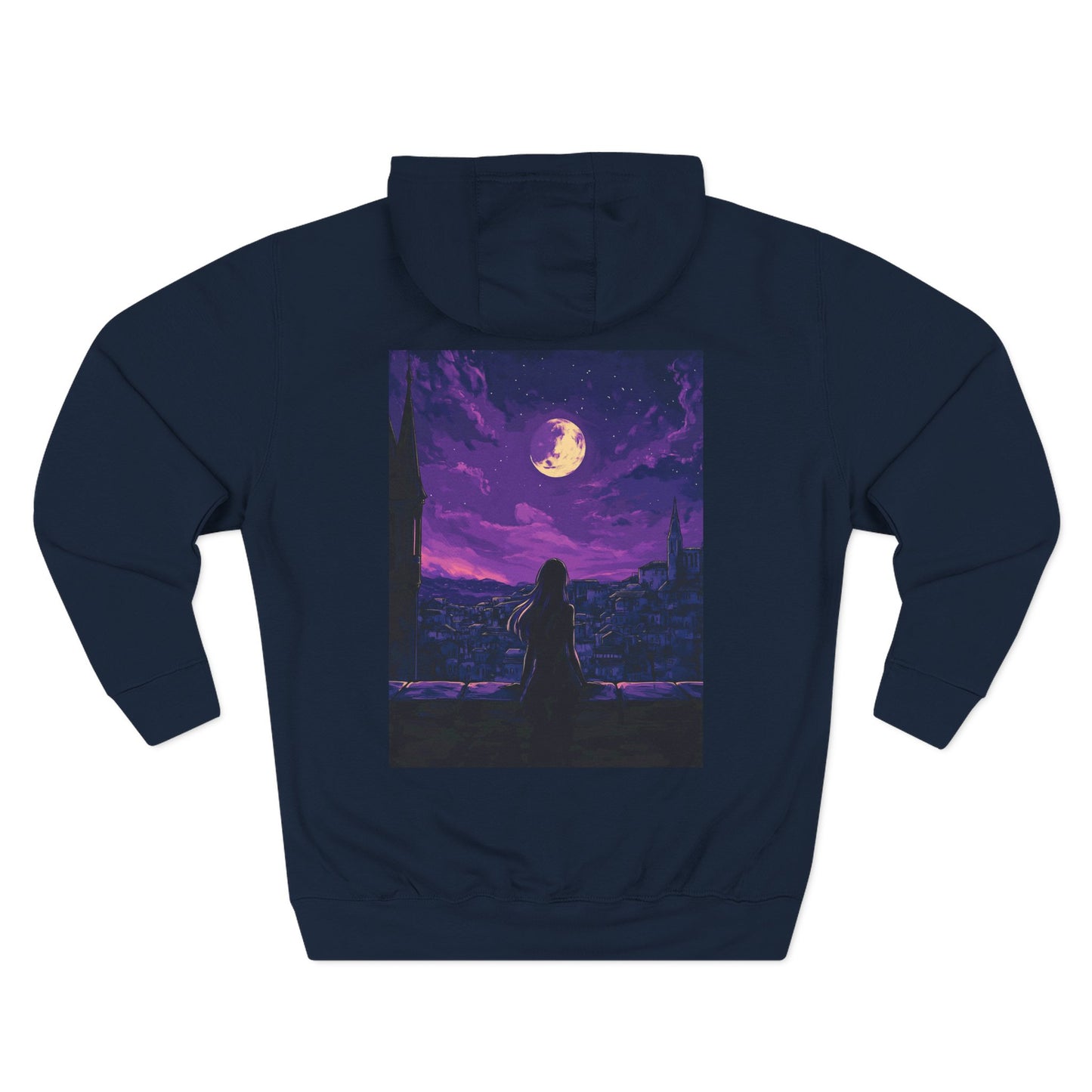Anime Theme Purple Moonlight Three-Panel Fleece Hoodie