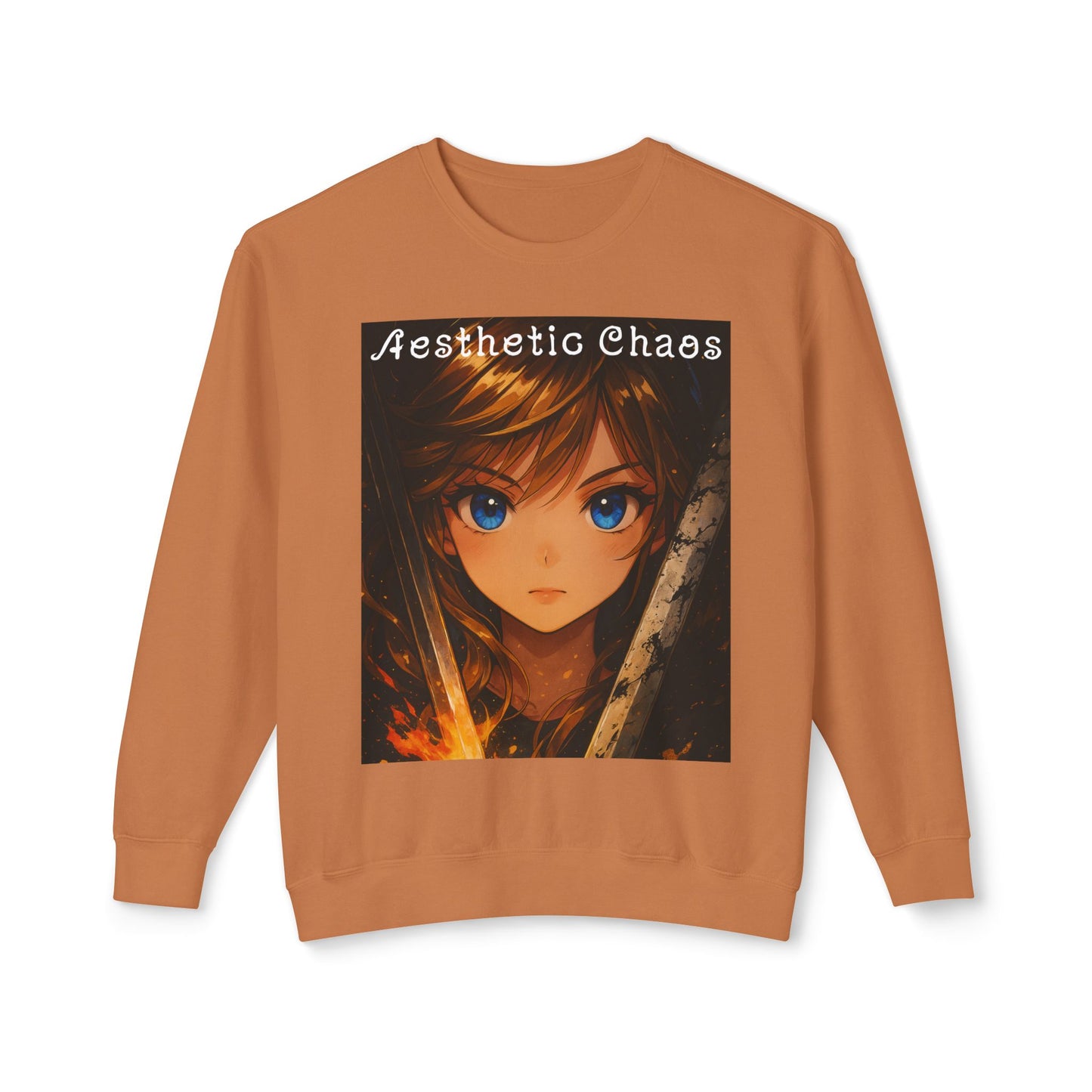 Aesthetic Chaos, Anime woman, Unisex Lightweight Crewneck Sweatshirt