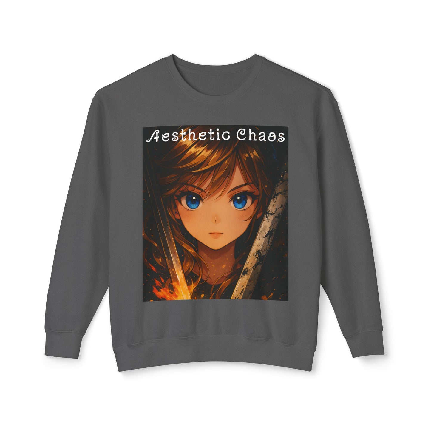Aesthetic Chaos, Anime woman, Unisex Lightweight Crewneck Sweatshirt