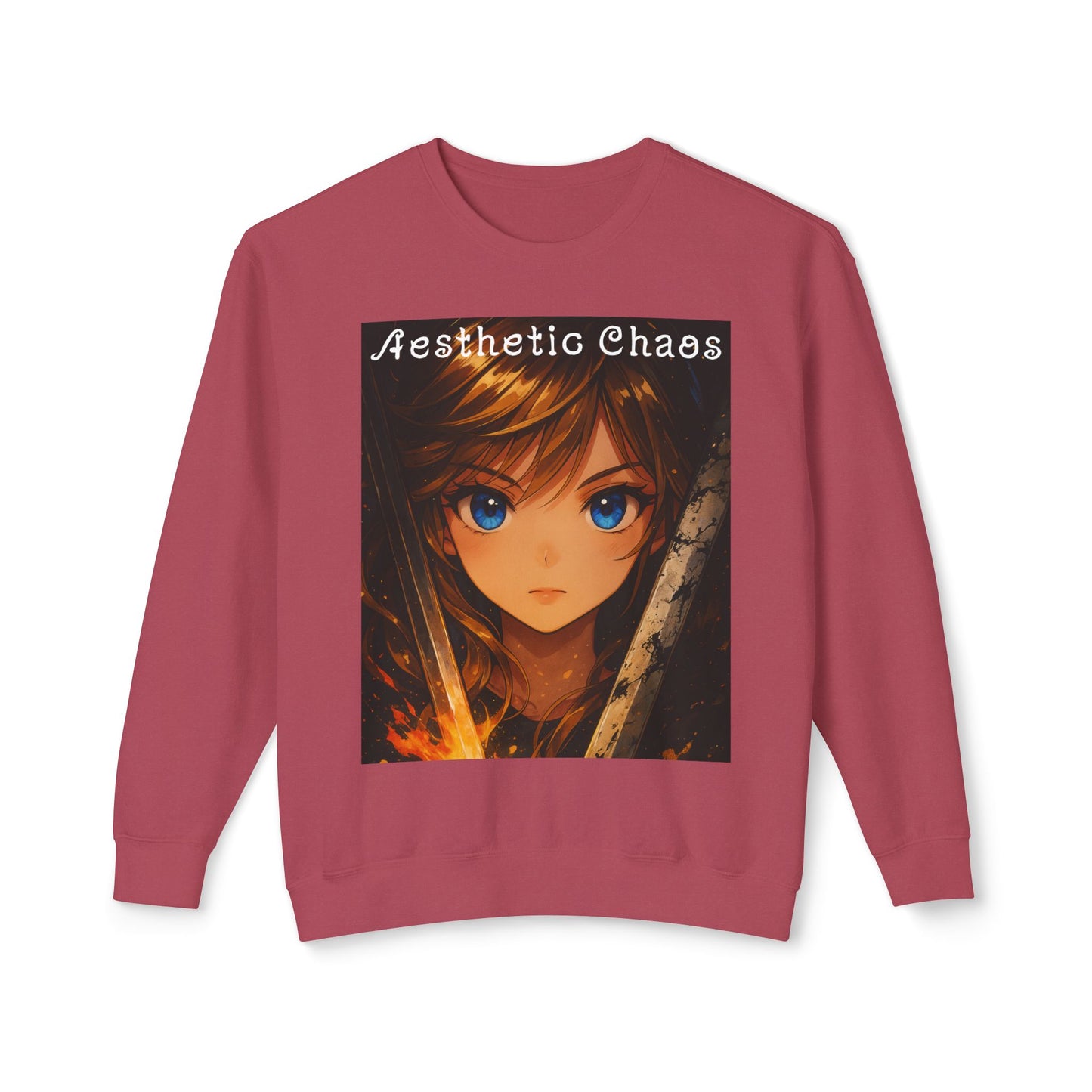 Aesthetic Chaos, Anime woman, Unisex Lightweight Crewneck Sweatshirt