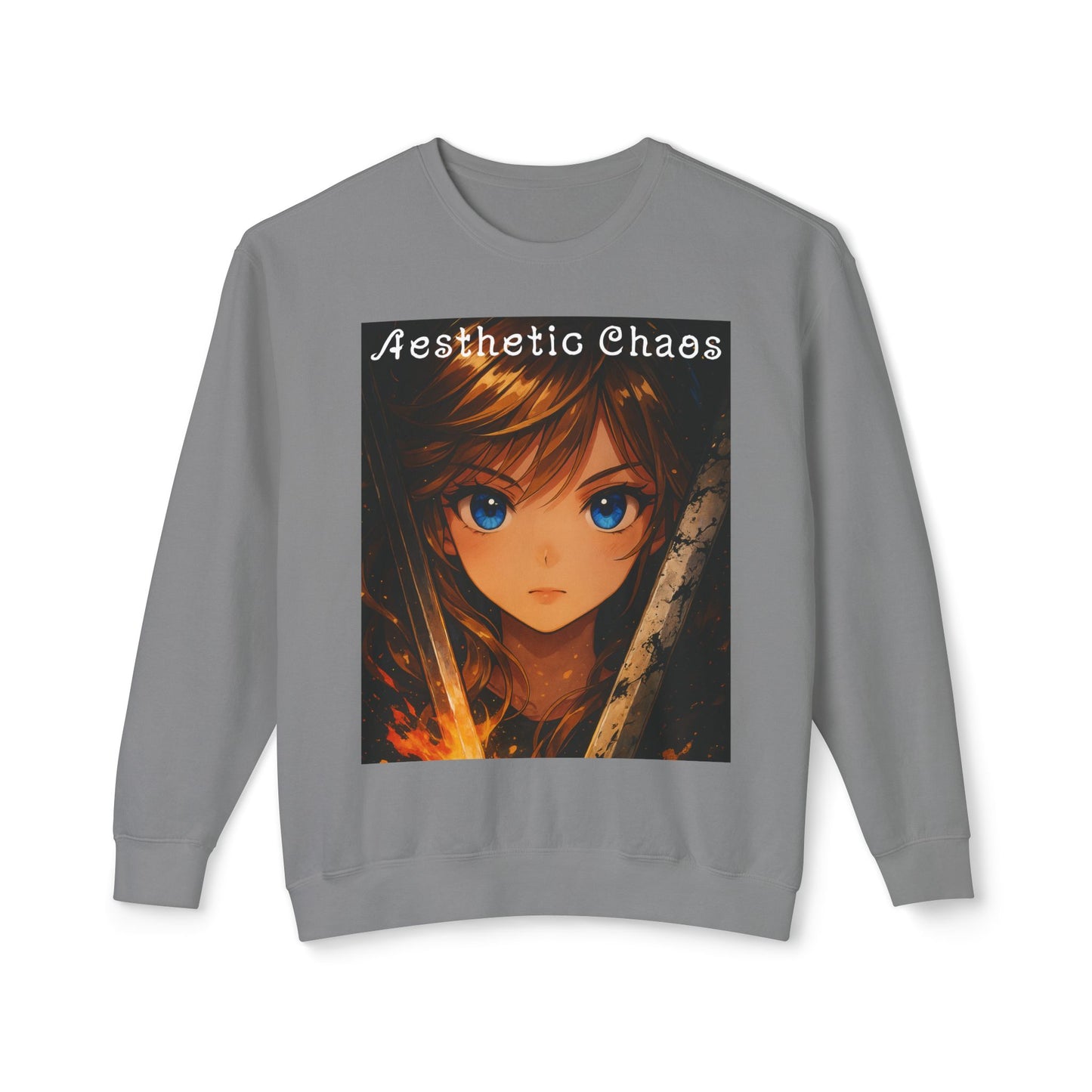 Aesthetic Chaos, Anime woman, Unisex Lightweight Crewneck Sweatshirt