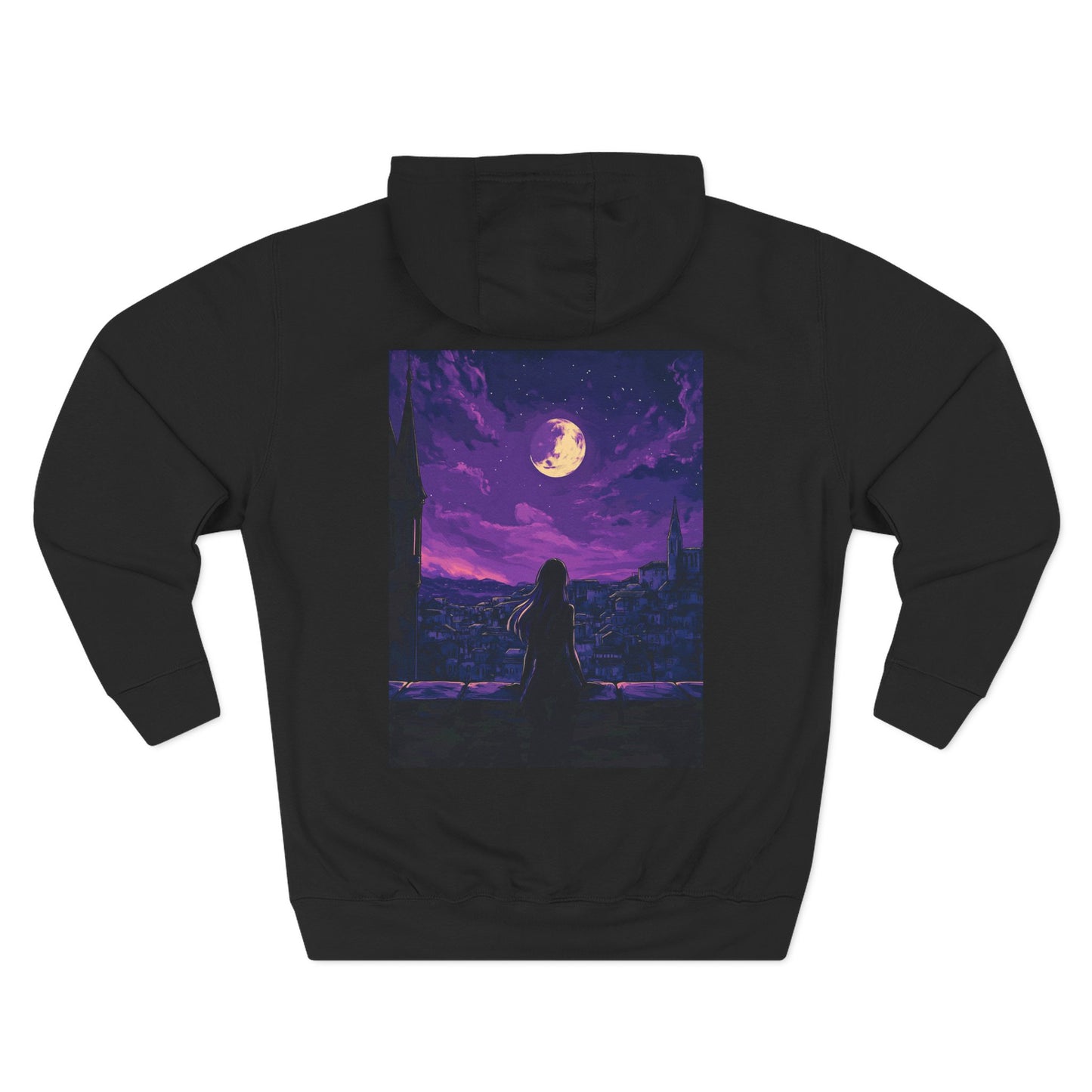 Anime Theme Purple Moonlight Three-Panel Fleece Hoodie
