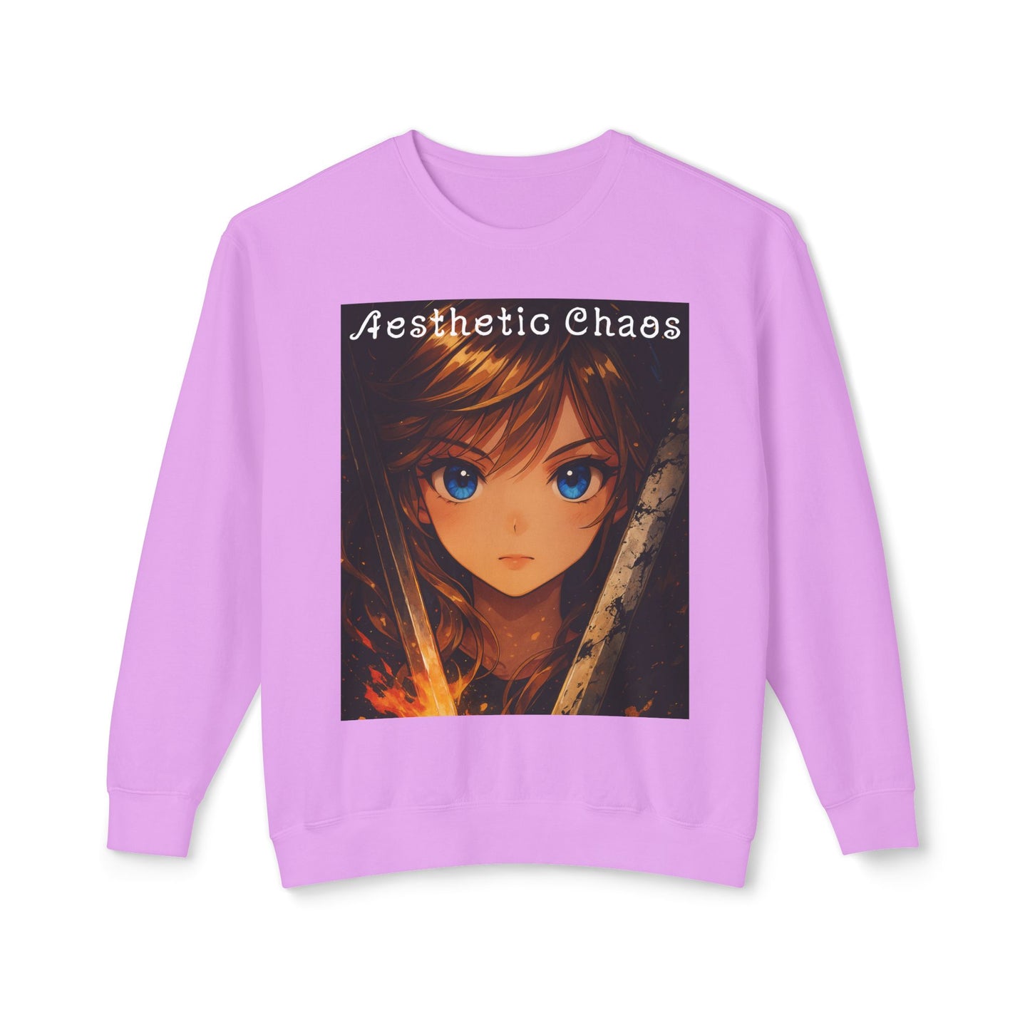 Aesthetic Chaos, Anime woman, Unisex Lightweight Crewneck Sweatshirt