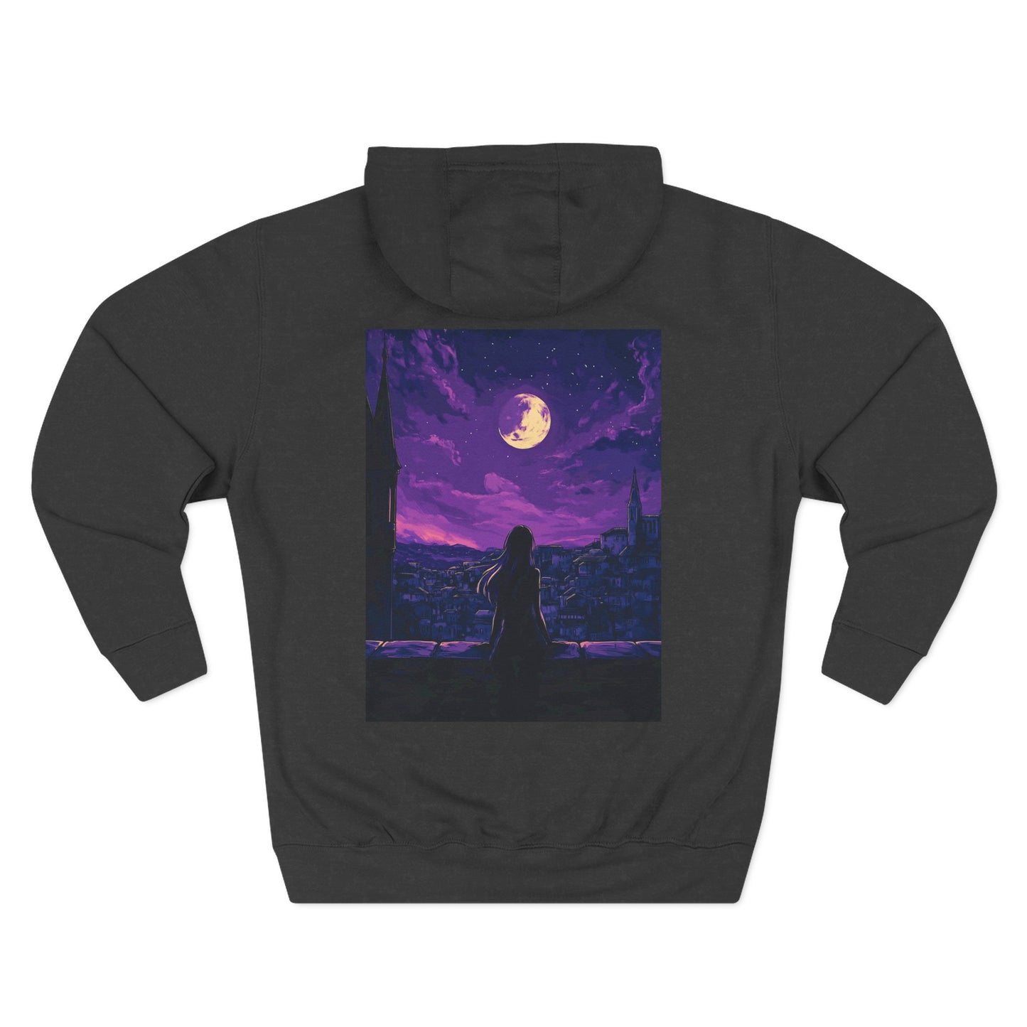 Anime Theme Purple Moonlight Three-Panel Fleece Hoodie