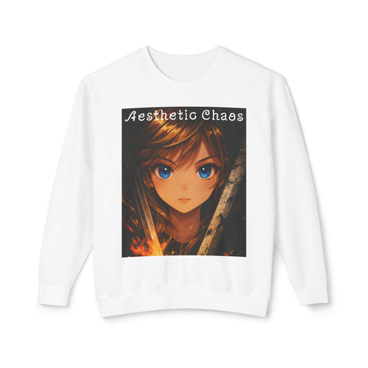 Aesthetic Chaos, Anime woman, Unisex Lightweight Crewneck Sweatshirt