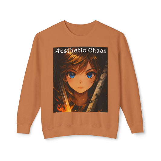 Aesthetic Chaos, Anime woman, Unisex Lightweight Crewneck Sweatshirt