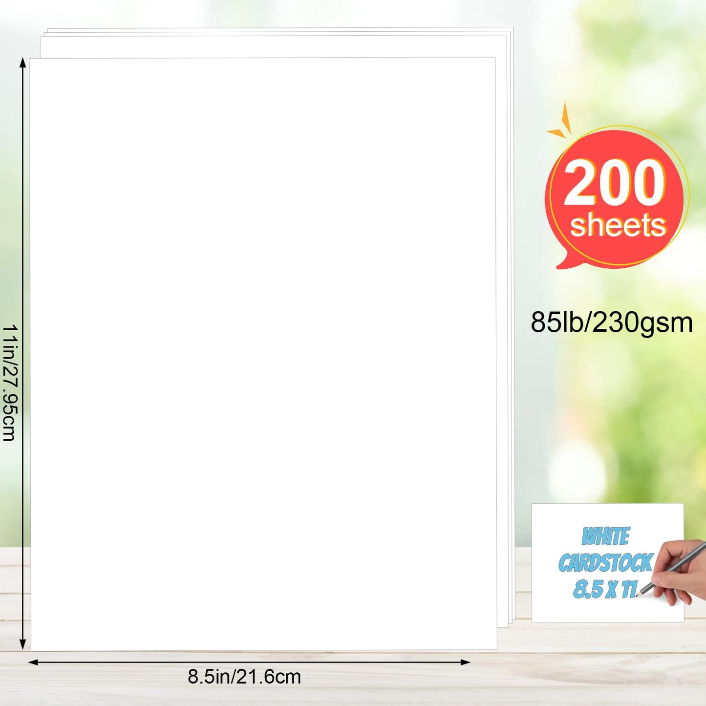 Joyberg 200P White Cardstock 8.5 x 11, 230gsm Cover Cardstock Paper, 85 Lb Heavy Card Stock for Printer, Card Stock Paper for Invitations, Scrapbooking, Crafts, Diy Cards, Decoration, Drawing