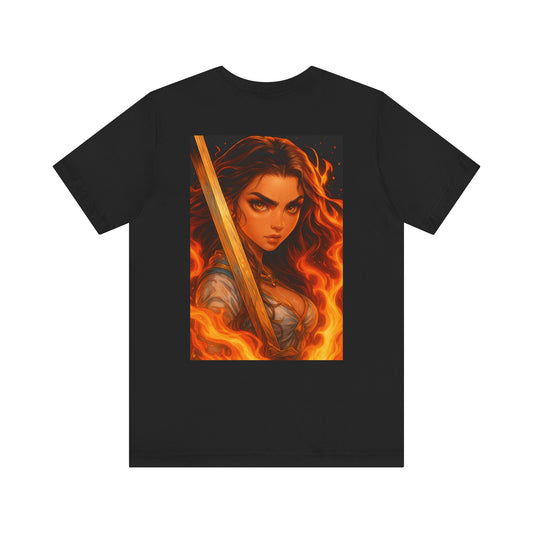 Aesthetic Chaos, woman with large sword, Unisex Jersey Short Sleeve Tee