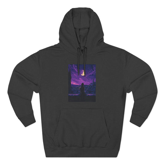 Anime Theme Purple Moonlight Three-Panel Fleece Hoodie