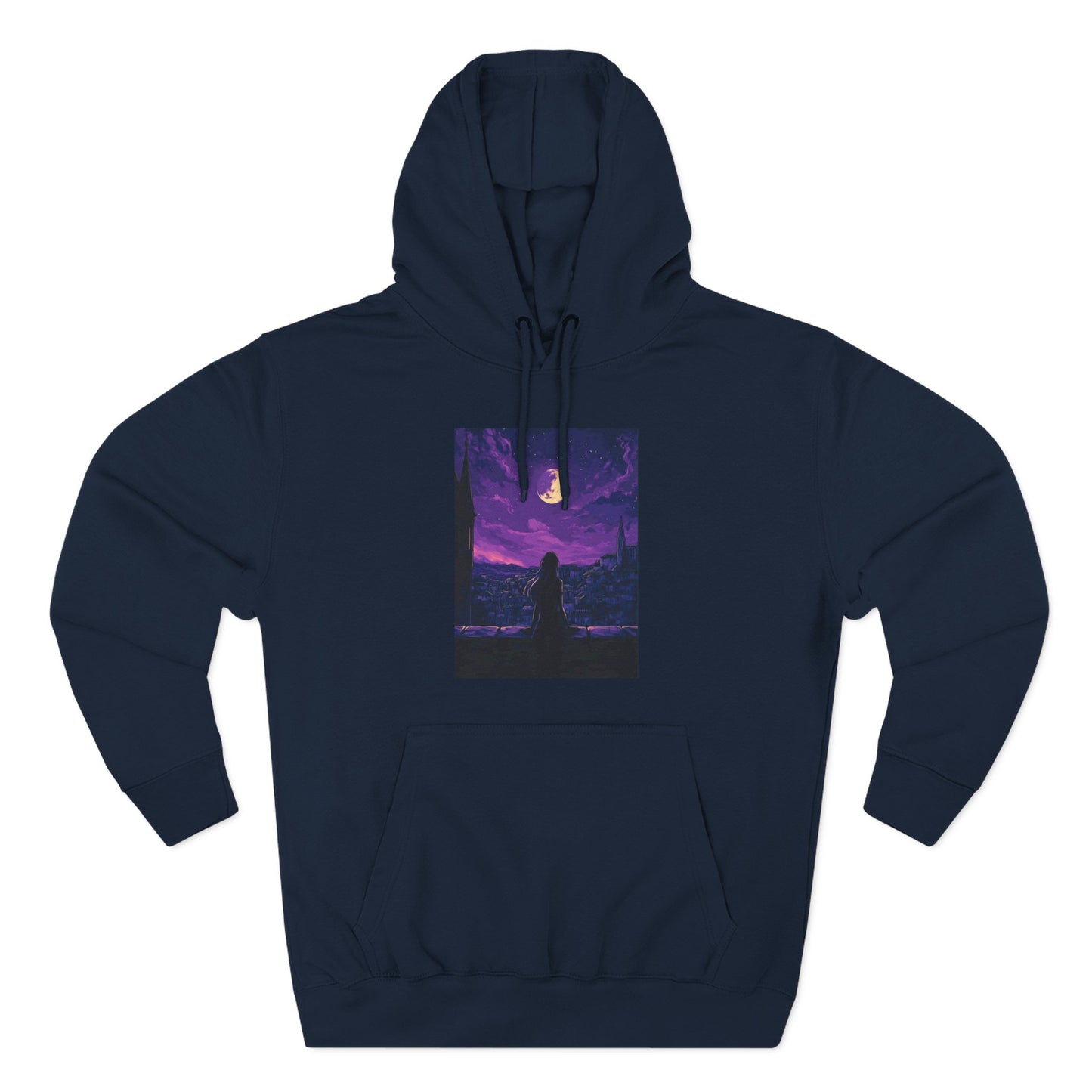 Anime Theme Purple Moonlight Three-Panel Fleece Hoodie