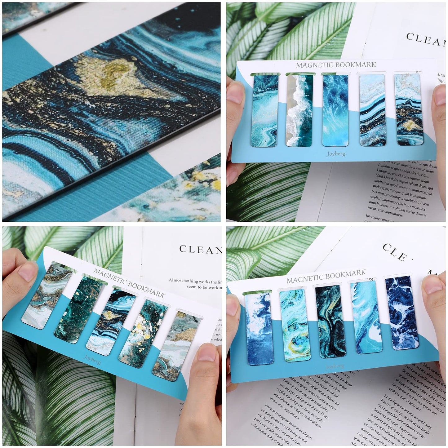 15 Pieces Bookmarks, Magnetic Bookmarks for Women, Men, Book Lovers, Page Markers for Students Teachers Reading (Multi Ocean)