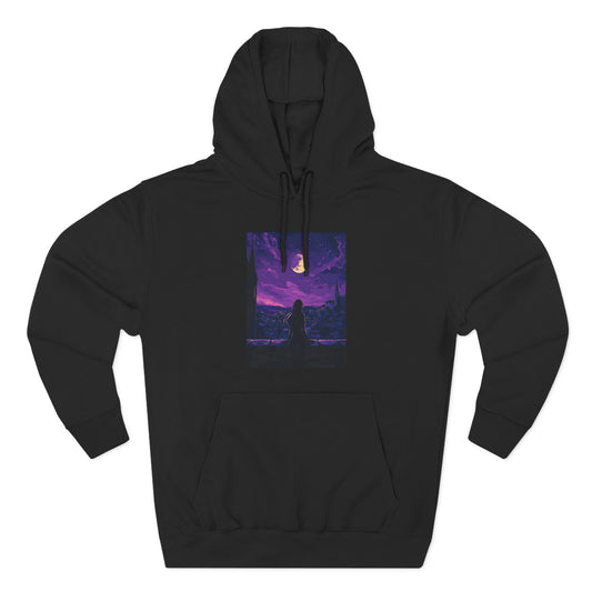 Anime Theme Purple Moonlight Three-Panel Fleece Hoodie